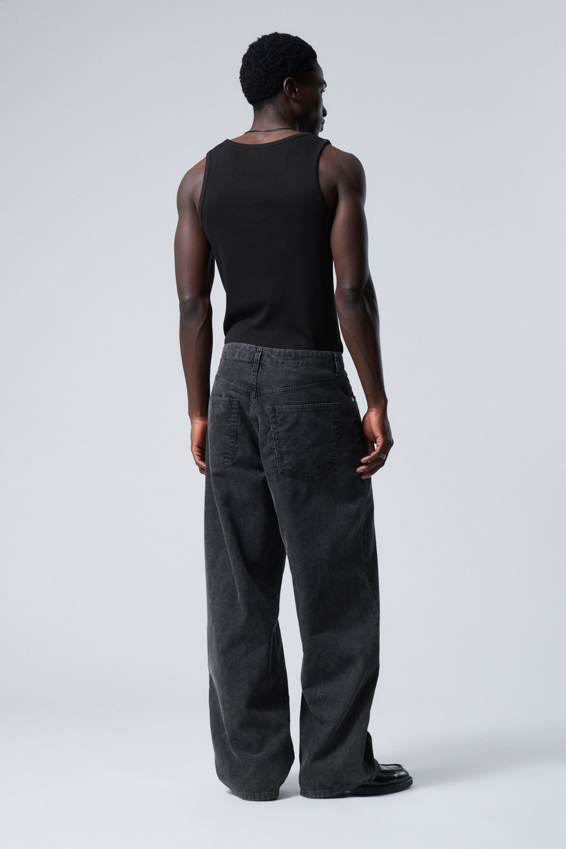 Washed Black - Astro Loose Baggy Corduroy Trousers - 5