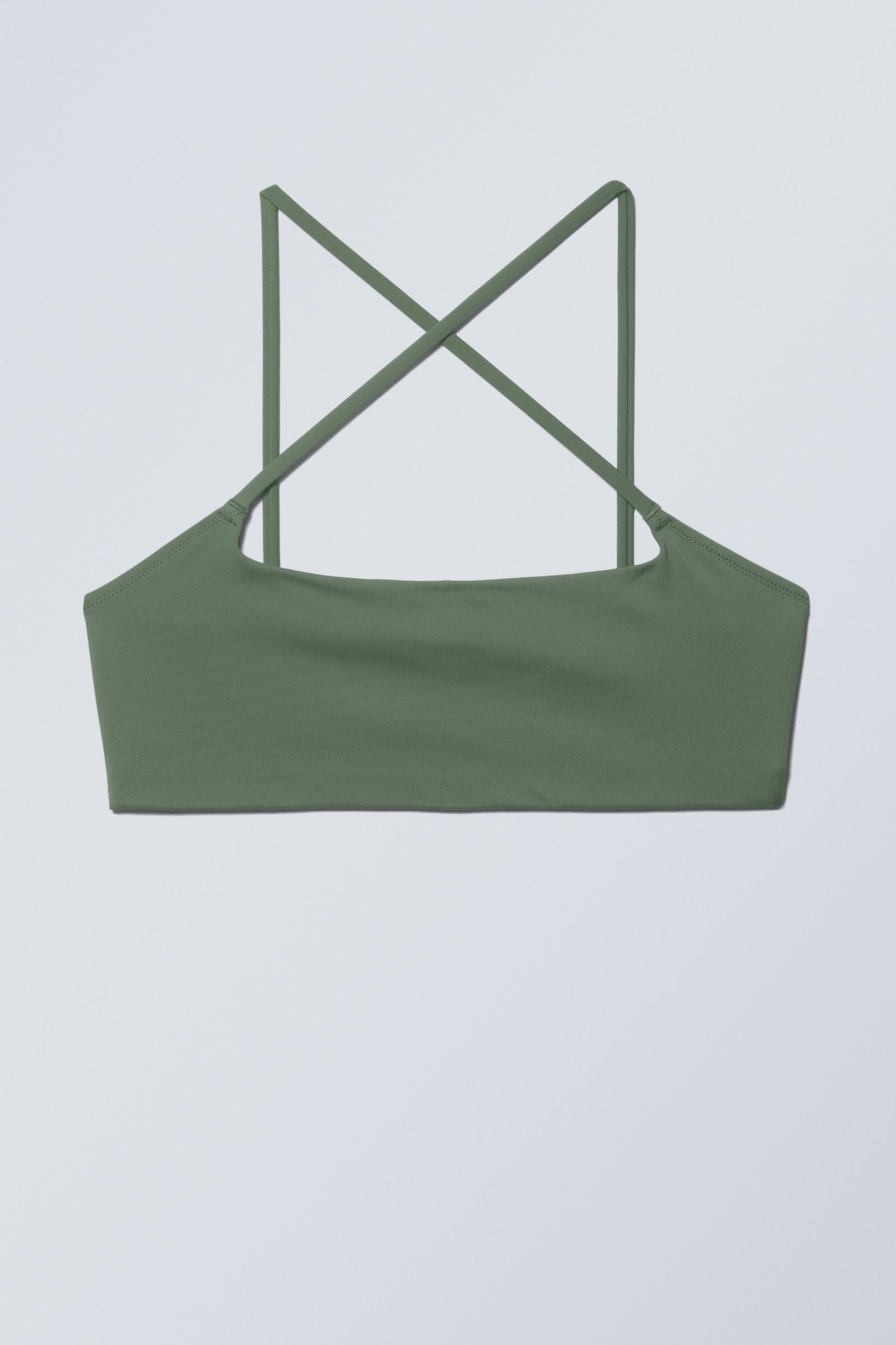 Sage Green - Cross Front Bikini Top - 0