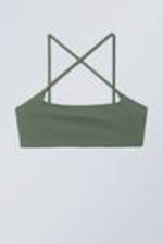 Sage Green - Cross Front Bikini Top - 0