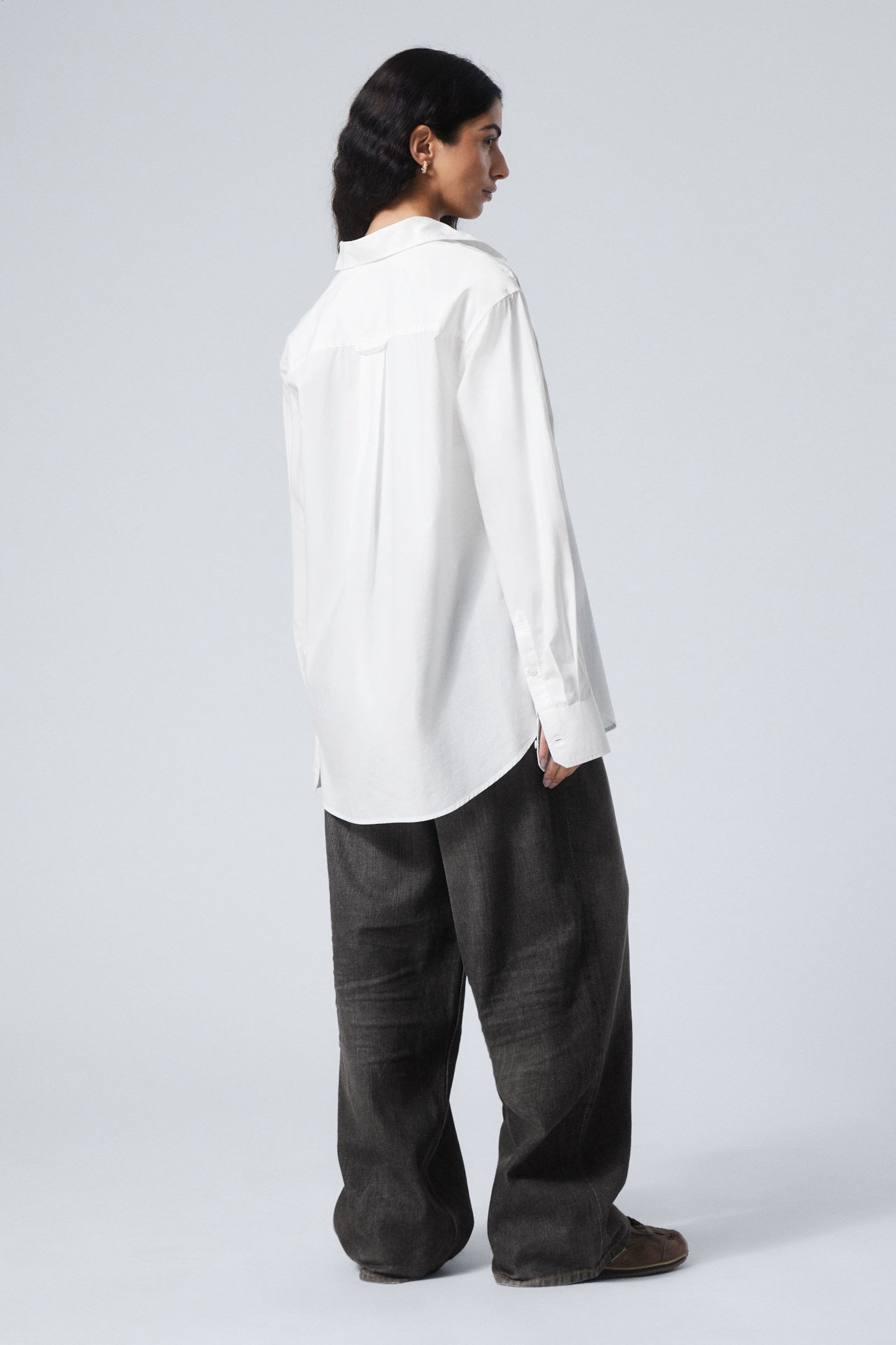 White - Long-Sleeved Oxford Cotton Shirt - 3