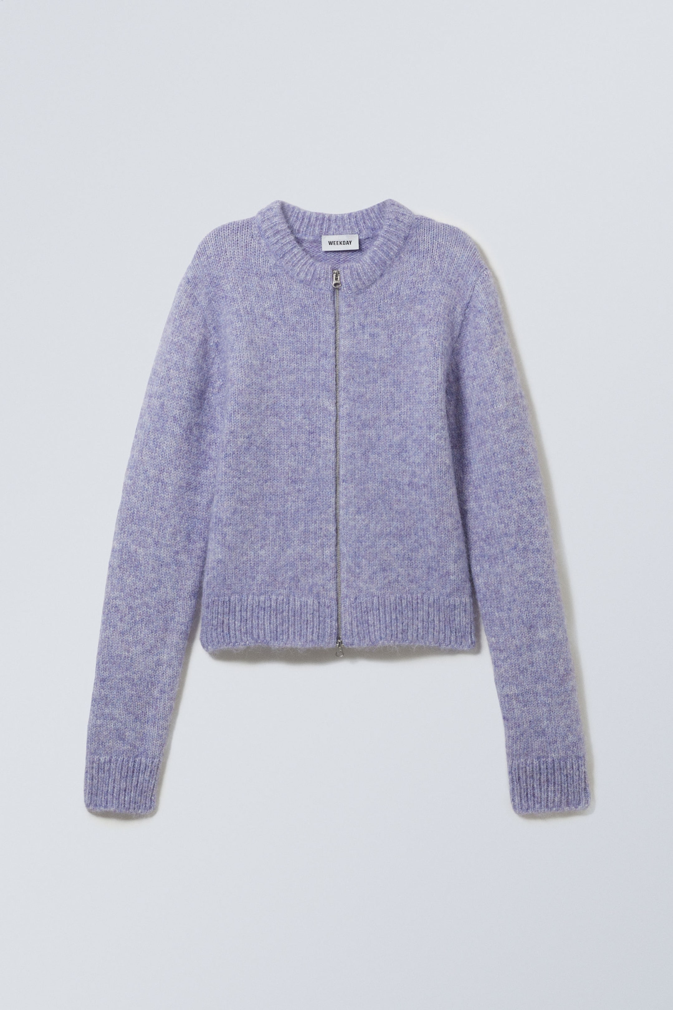 Lilac - Slim Knitted Zip Cardigan - 2