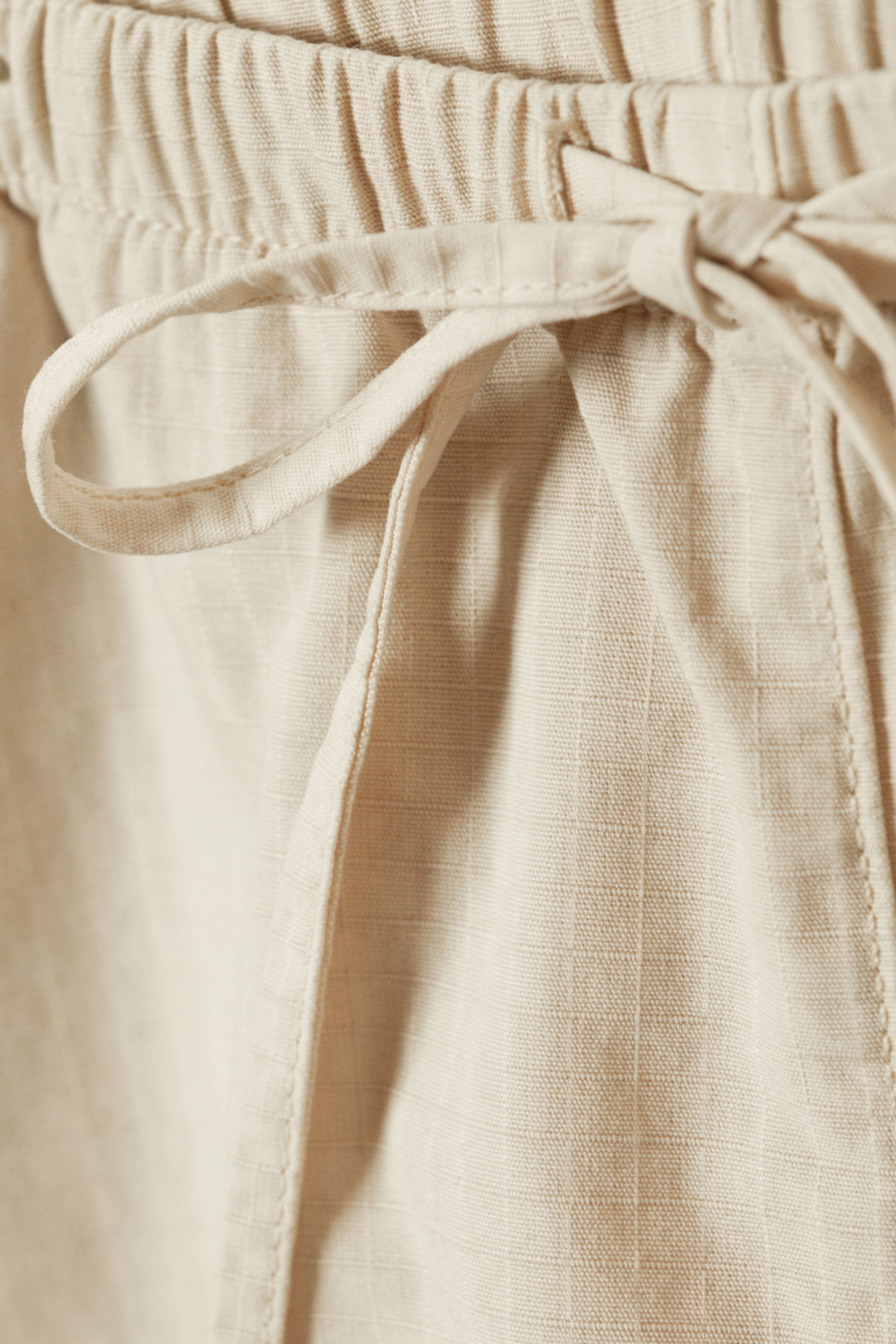 Light Beige - Loose Fit Washed Ripstop Trousers - 5
