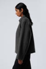 Dark Grey Melange - Short Wool Blend Jacket - 2