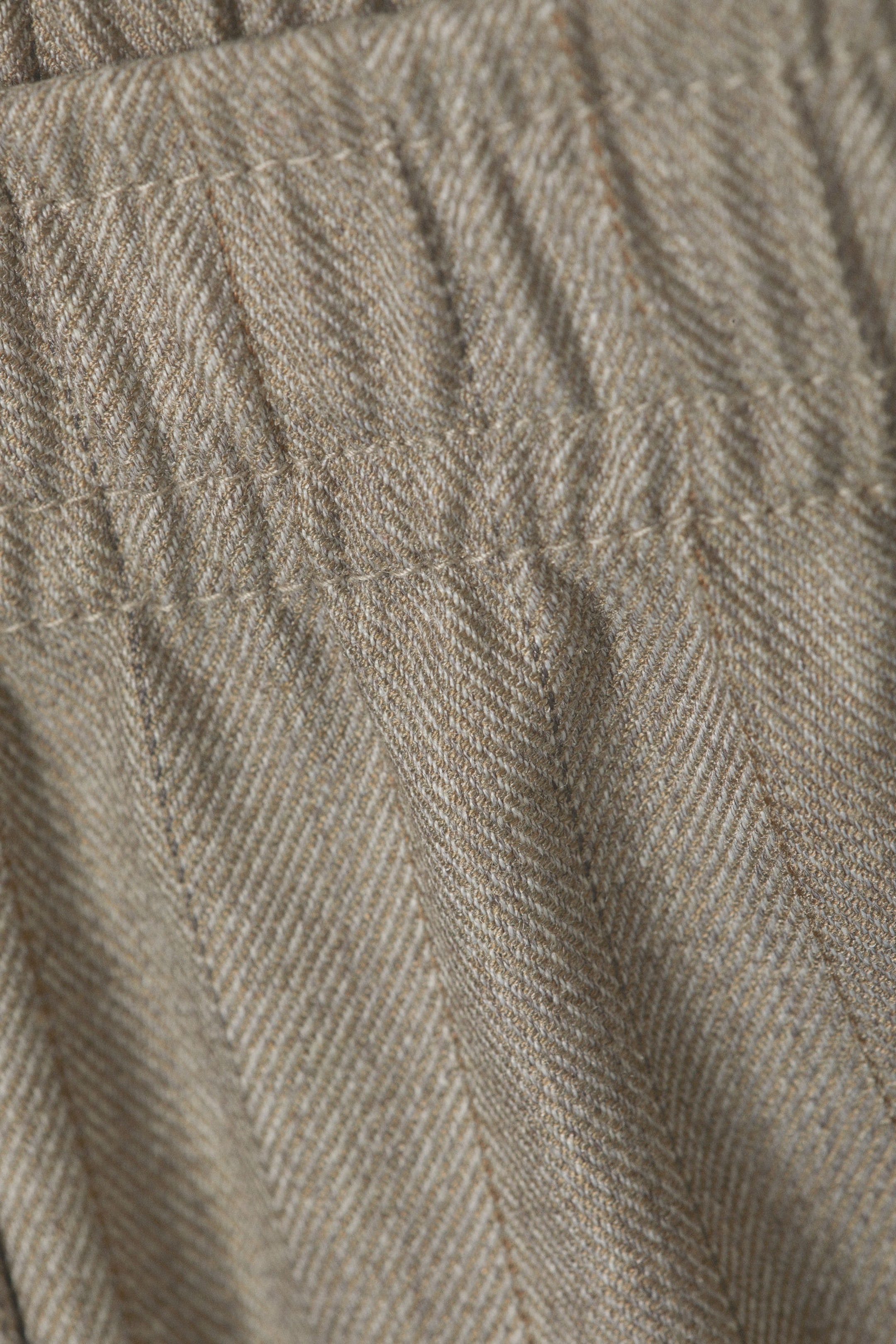 Beige Pinstripe - Wide Pull On Suiting Trousers - 4