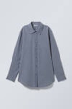 Dark Blue Check - Long-Sleeved Oxford Cotton Shirt - 3