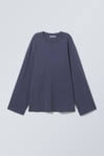 Dark Blue - Soft Oversized Long Sleeve Top - 1