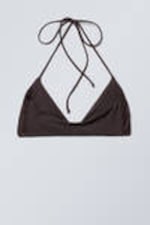 Dark Brown - Turn Halter Bikini Top - 1