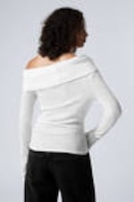 White - Draped Off-shoulder Top - 3