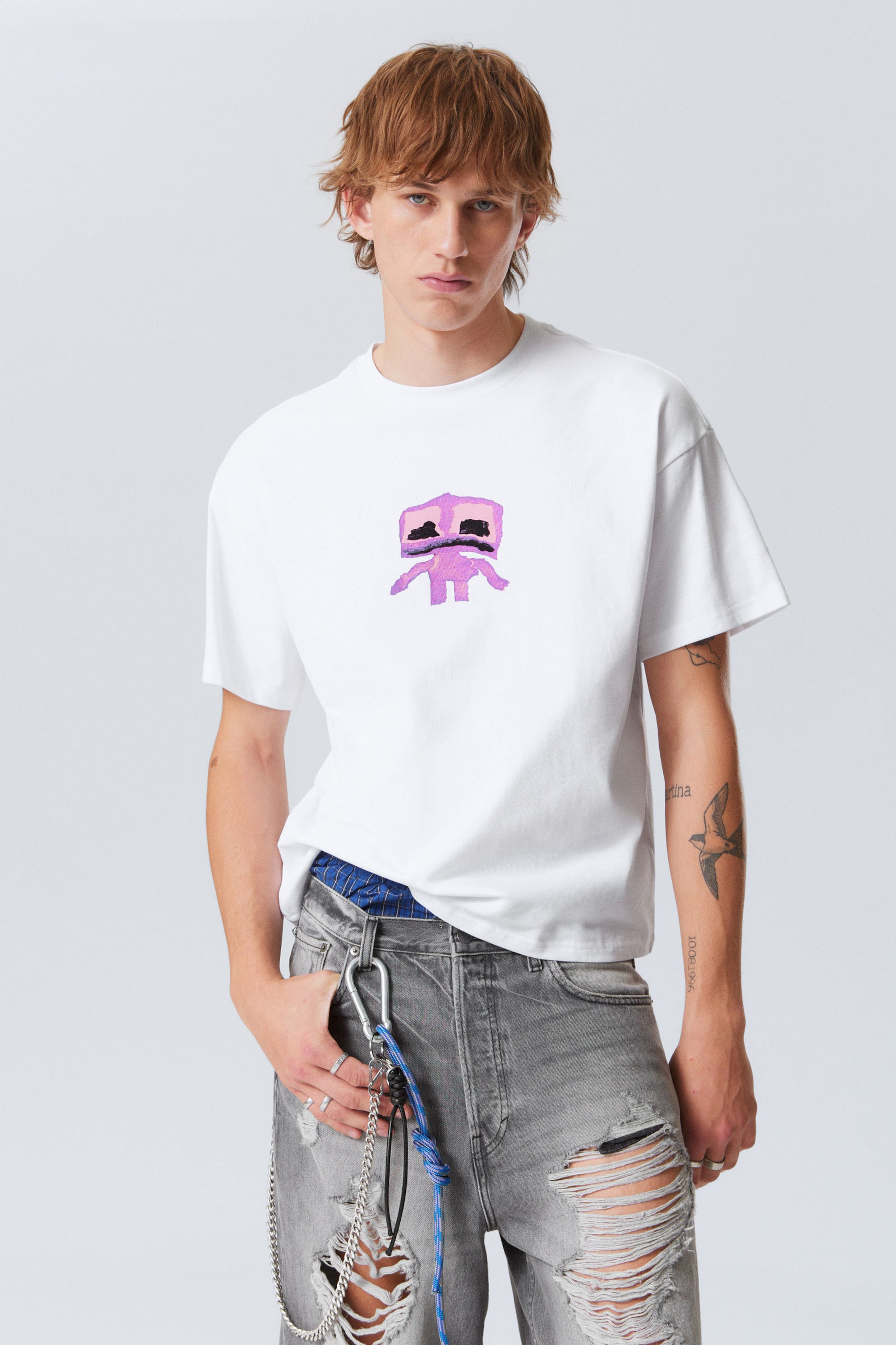 #FFFFFF - Great Boxy Printed Graphic Tee - 1
