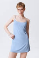 Hellblau - Mini-Slipdress mit Trägern - 1