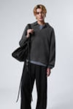 Washed Black - Boxy Half-Zip Fleece Sweatshirt - 0