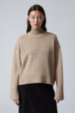 Beige - Rollkragenpullover aus Wolle Maggie - 0