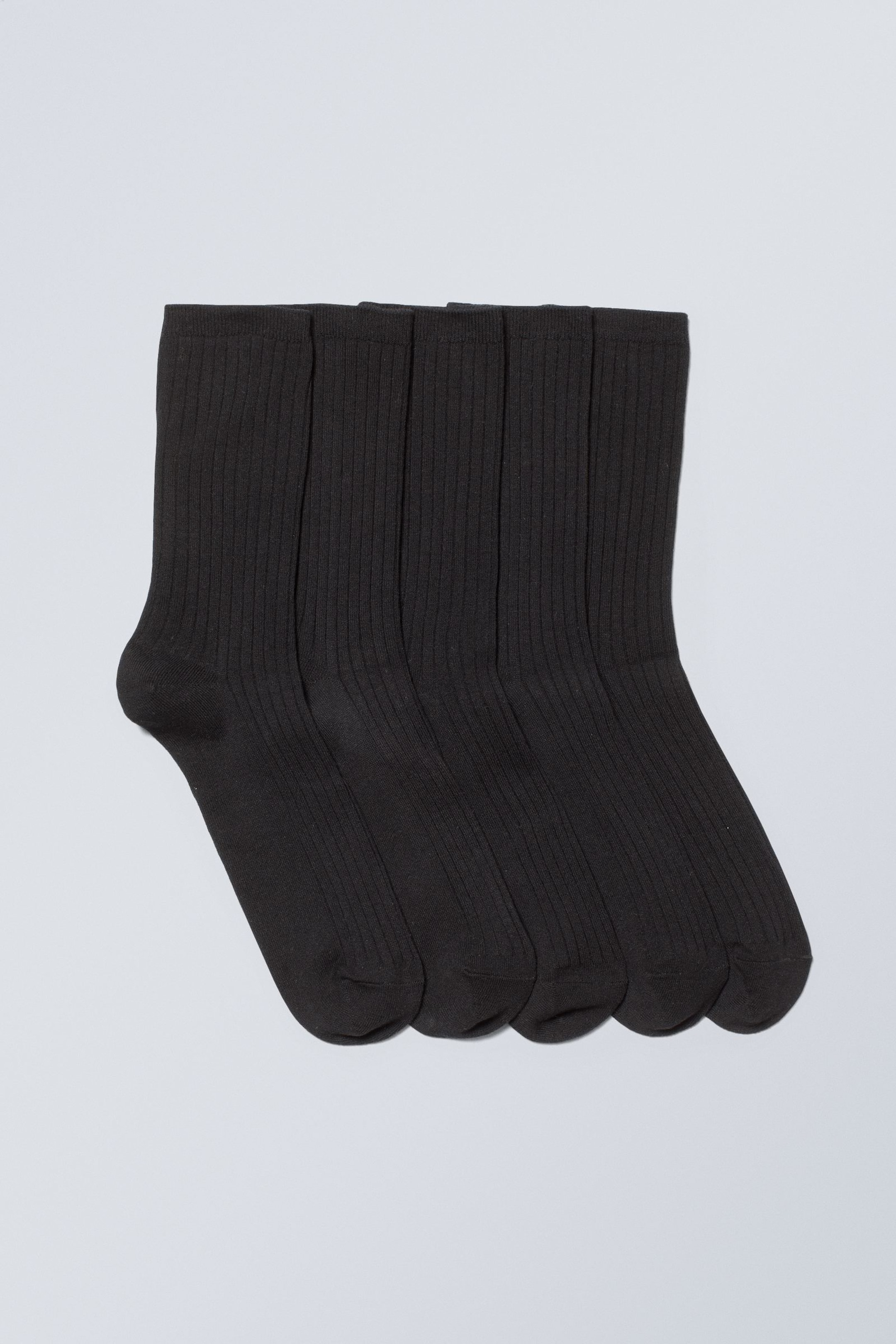 Black - 5-pack Rib Socks - 0