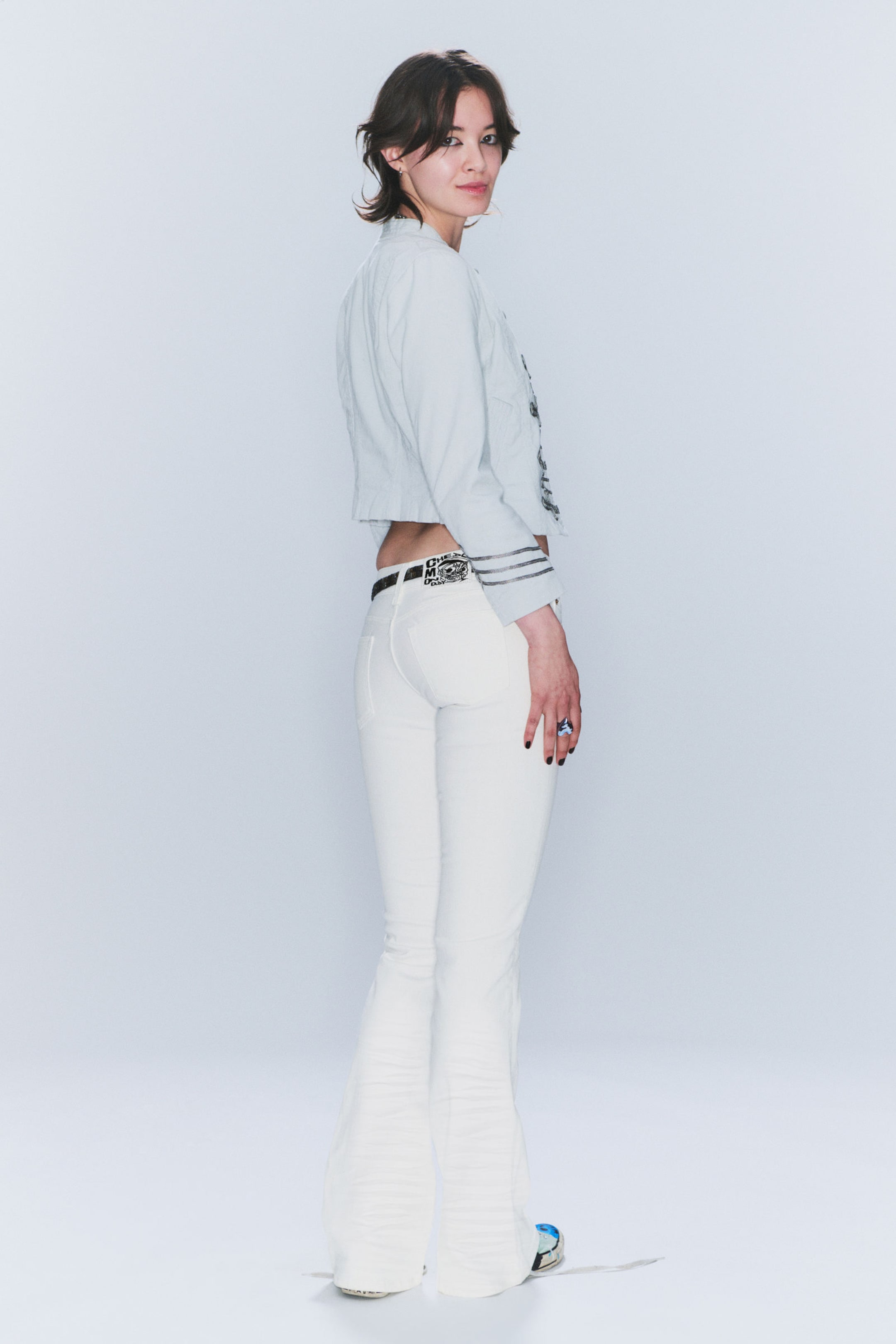 Creased White - Booty Bei Low Waist Skinny Bootcut Jeans - 3