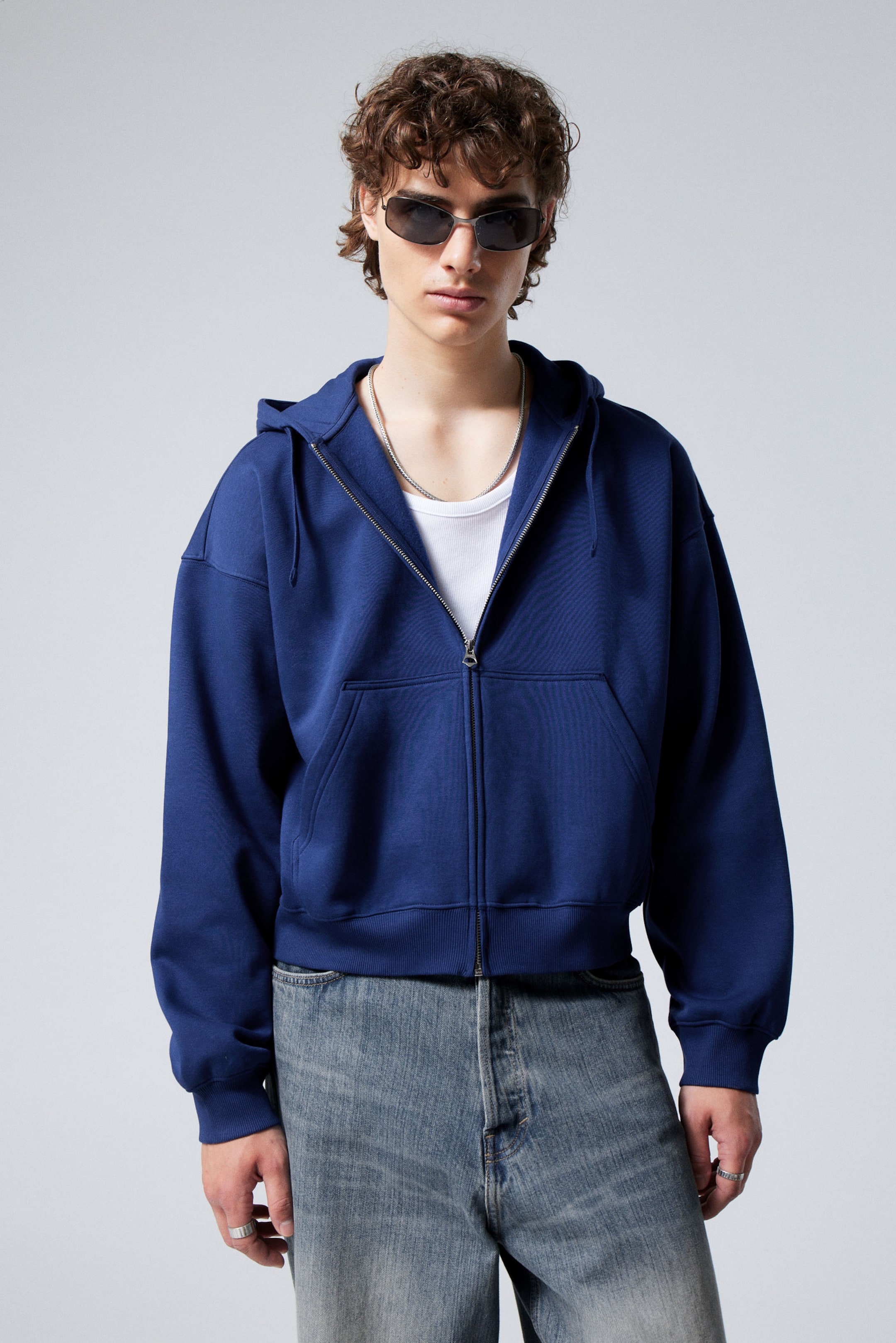 Blue - Boxy Midweight Zip Hoodie - 0