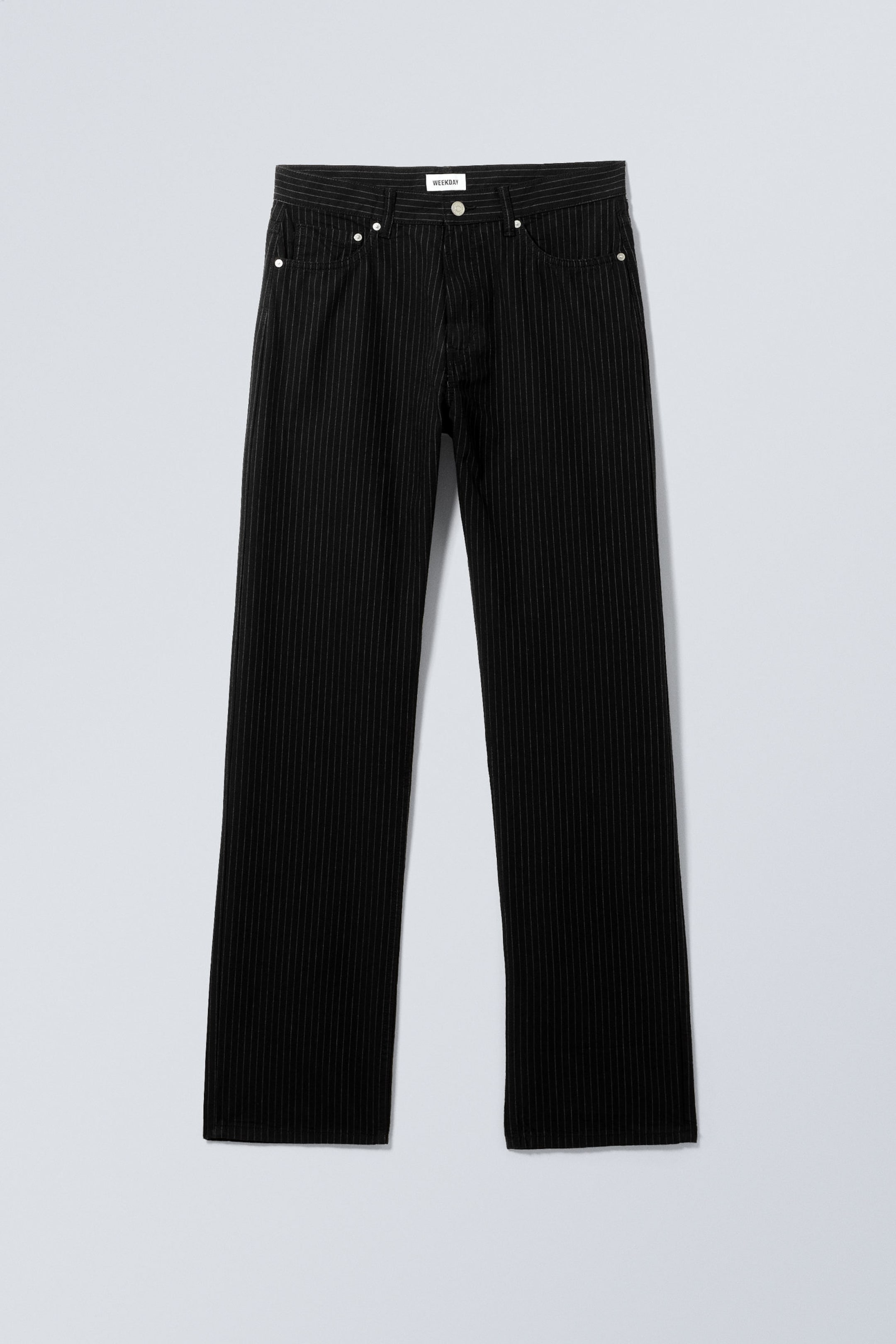 Black - Pinstripe - Space Relaxed Straight Trousers - 2