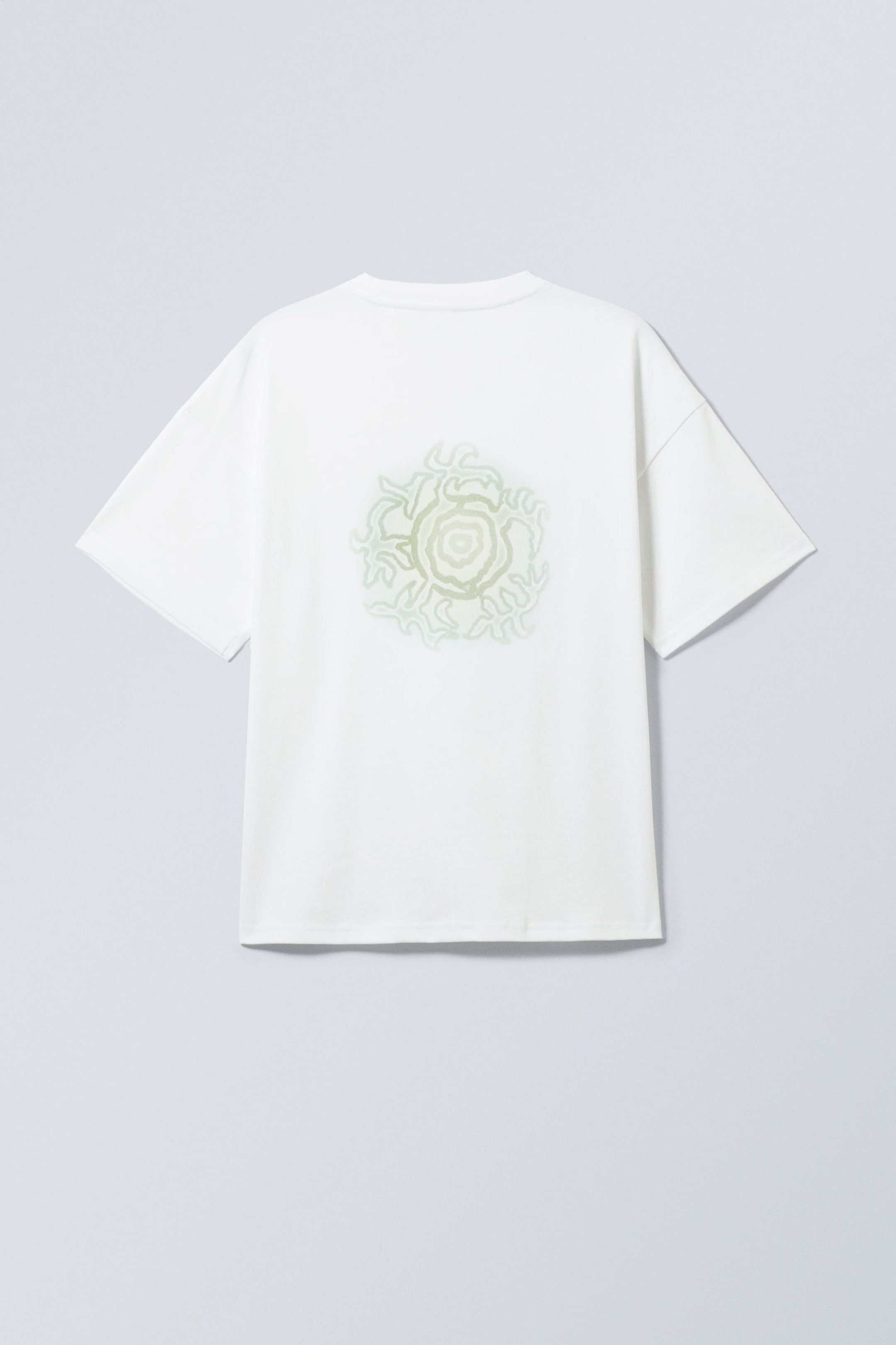 White - Green Symbol - Great Boxy Printed Graphic Tee - 1