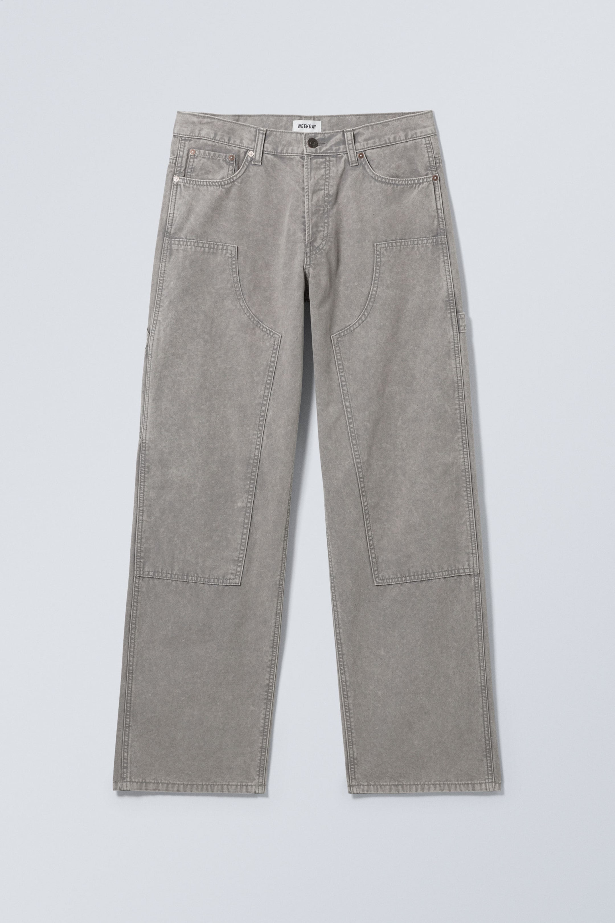 Dusty Grey - Washed Loose Carpenter Trousers - 0