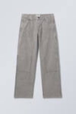 Dusty Grey - Washed Loose Carpenter Trousers - 0