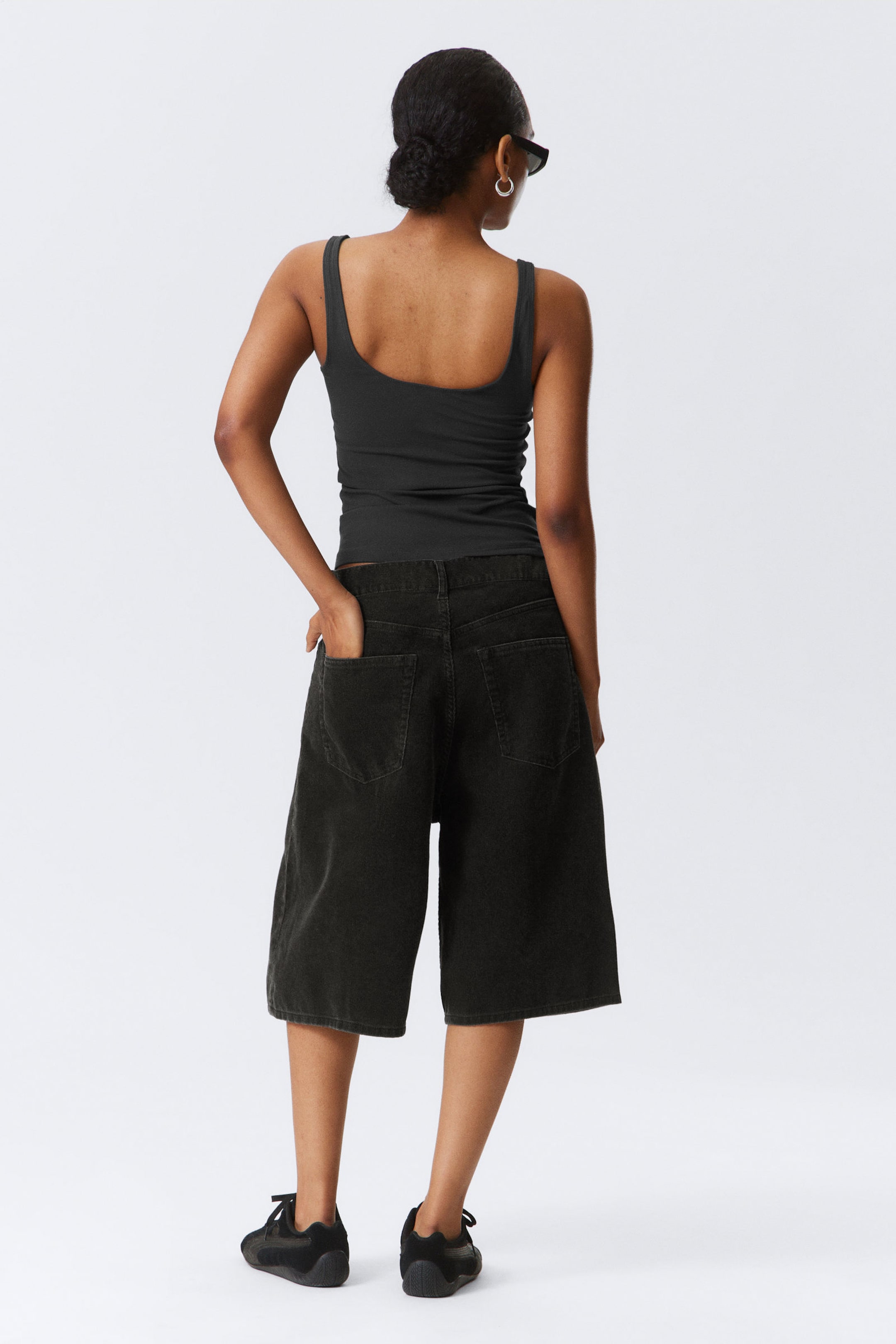 Schwarz - Astro - Lockere Baggy-Shorts aus Cord - 7