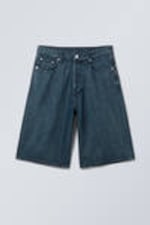 Safirblå - Astro Baggy shorts i denim med lös passform - 0