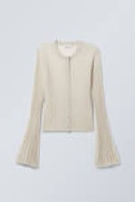 Ecru - Light Linen Blend Cardigan - 0