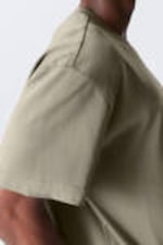 Khaki - Schweres Oversized-T-Shirt - 1