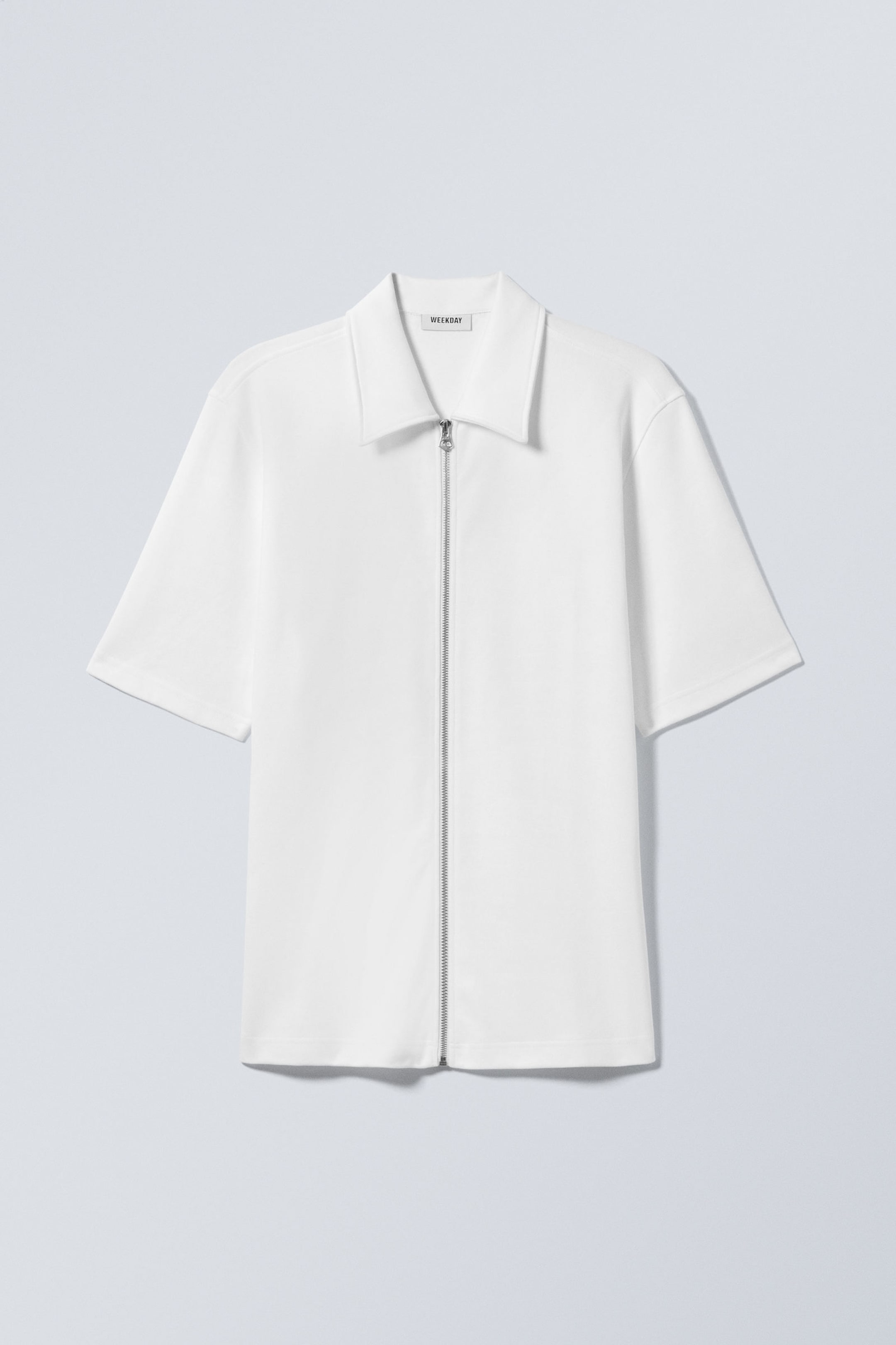 White - Short Sleeve Zip Shirt - 0