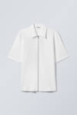 White - Short Sleeve Zip Shirt - 0