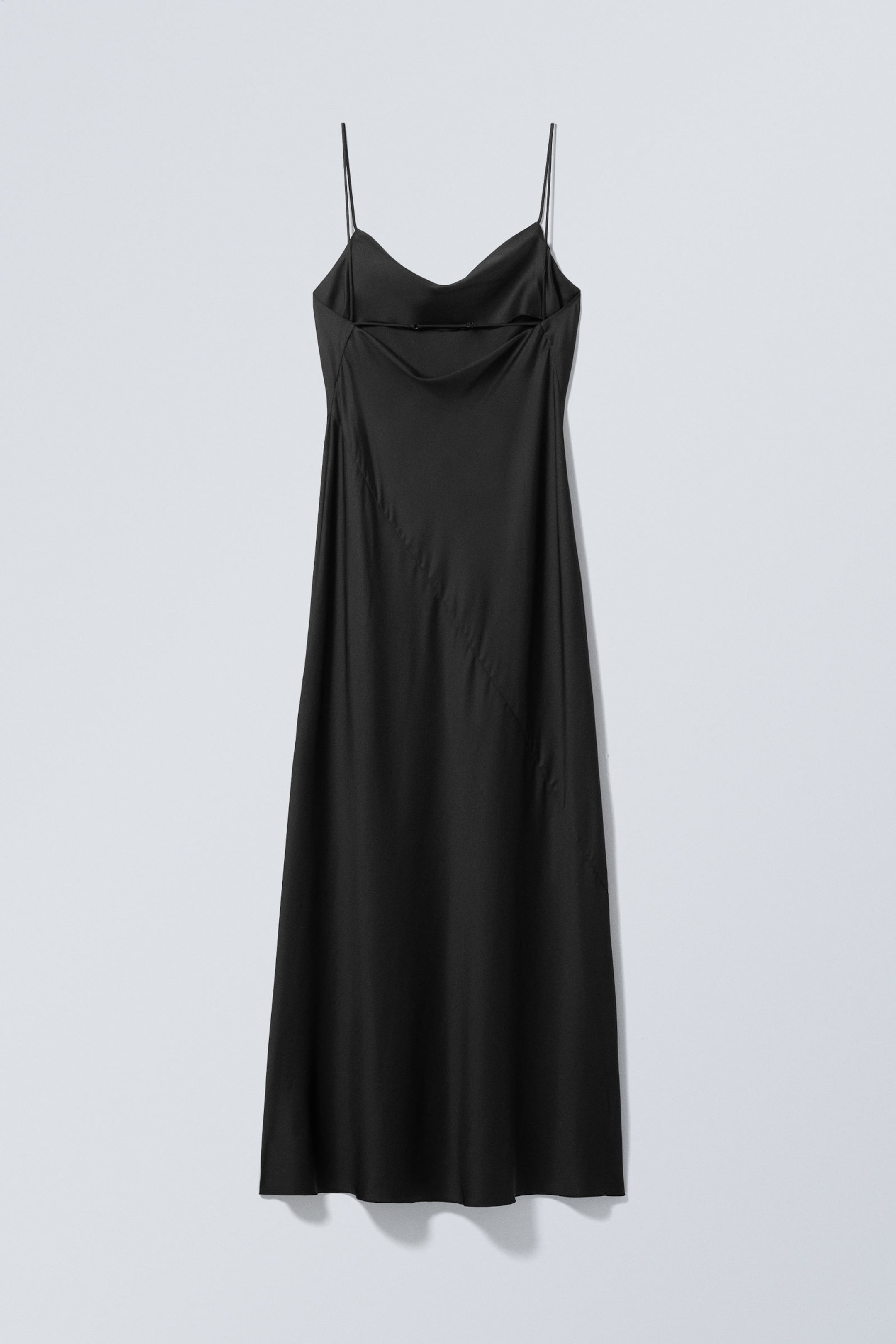 Black - Maxi Satin Slip Dress - 1