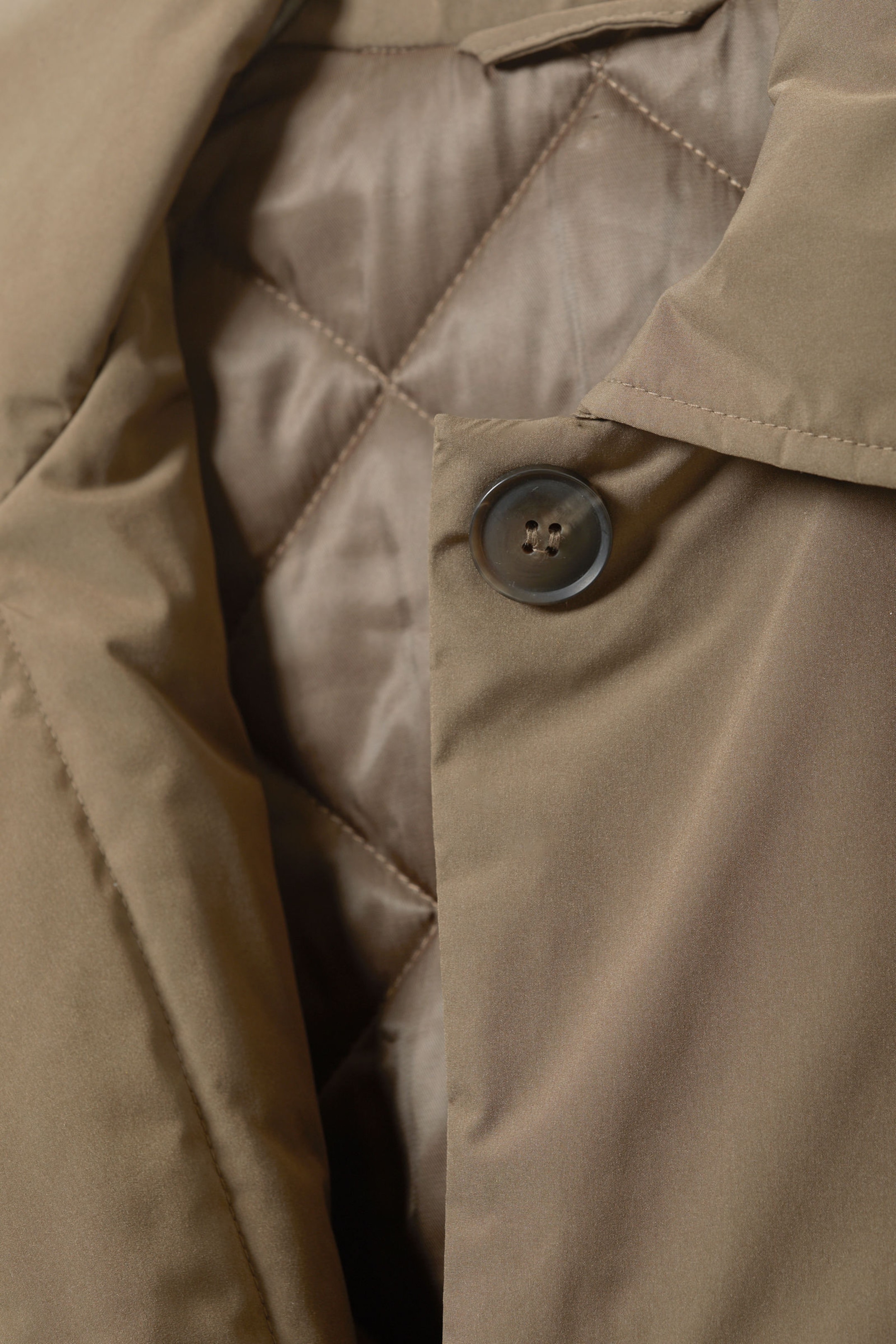 Beige Khaki - Oversized Padded Car Coat - 5