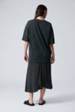 Washed Black - Asymmetric T-shirt Dress - 4