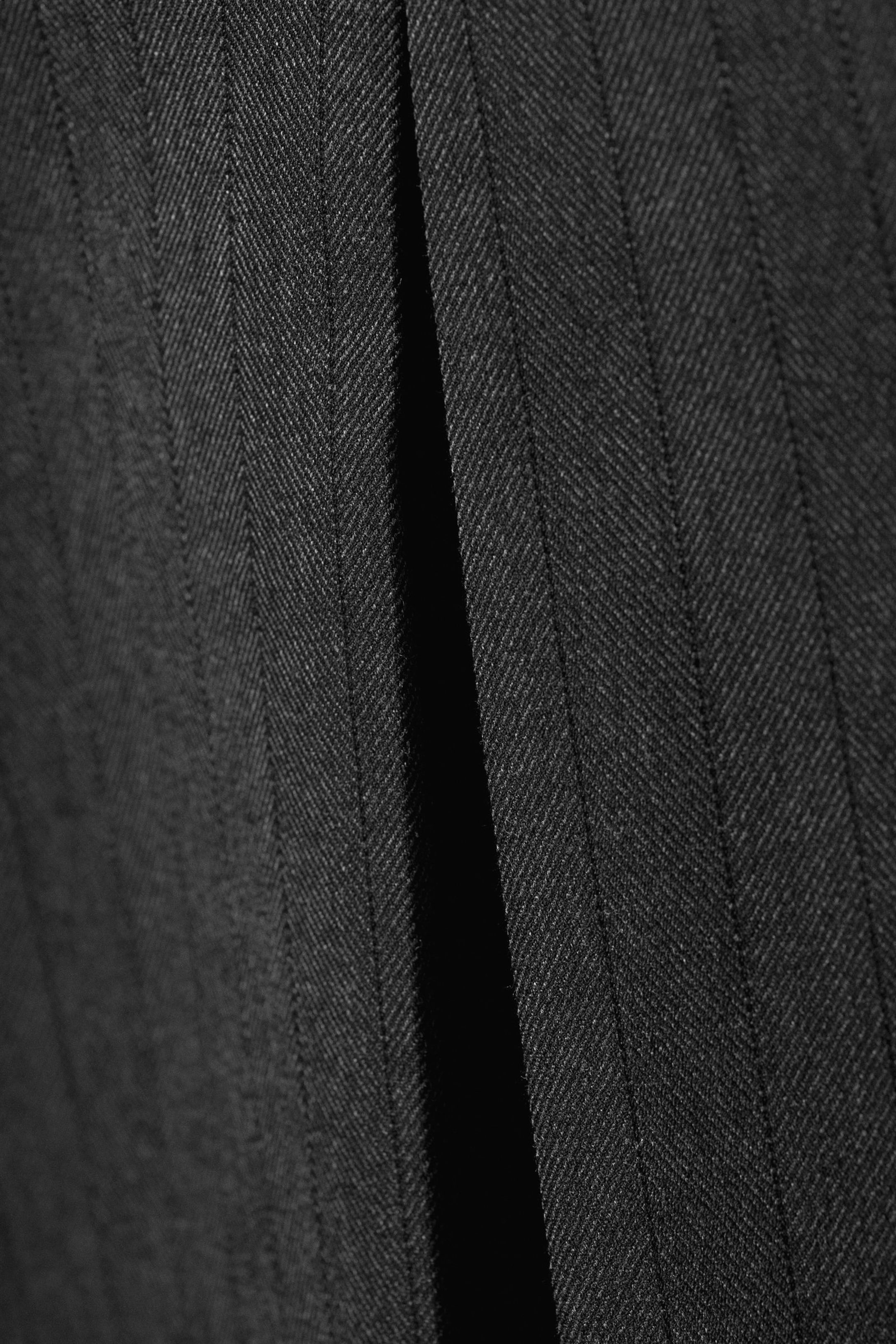 Dark Grey - Pinstripe - Pleated Midi Suiting Skirt - 1