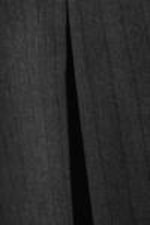 Dark Grey - Pinstripe - Pleated Midi Suiting Skirt - 1