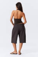 Dark brown - Deep Halterneck Top - 3