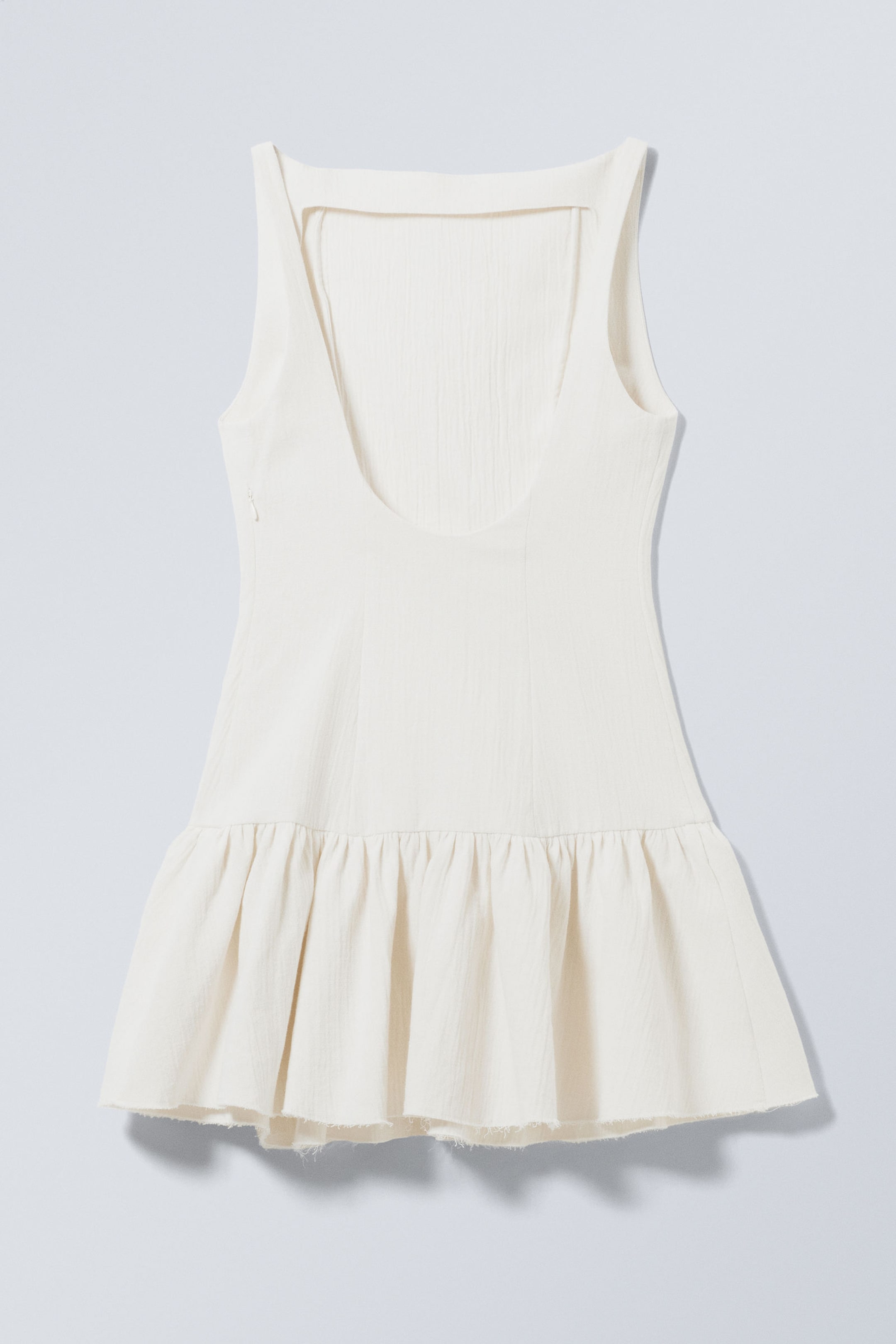 White - Sleeveless Twill Mini Dress - 3