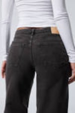 Ink Black - Black - Ample Low Rise Loose Wide Leg Jeans - 3