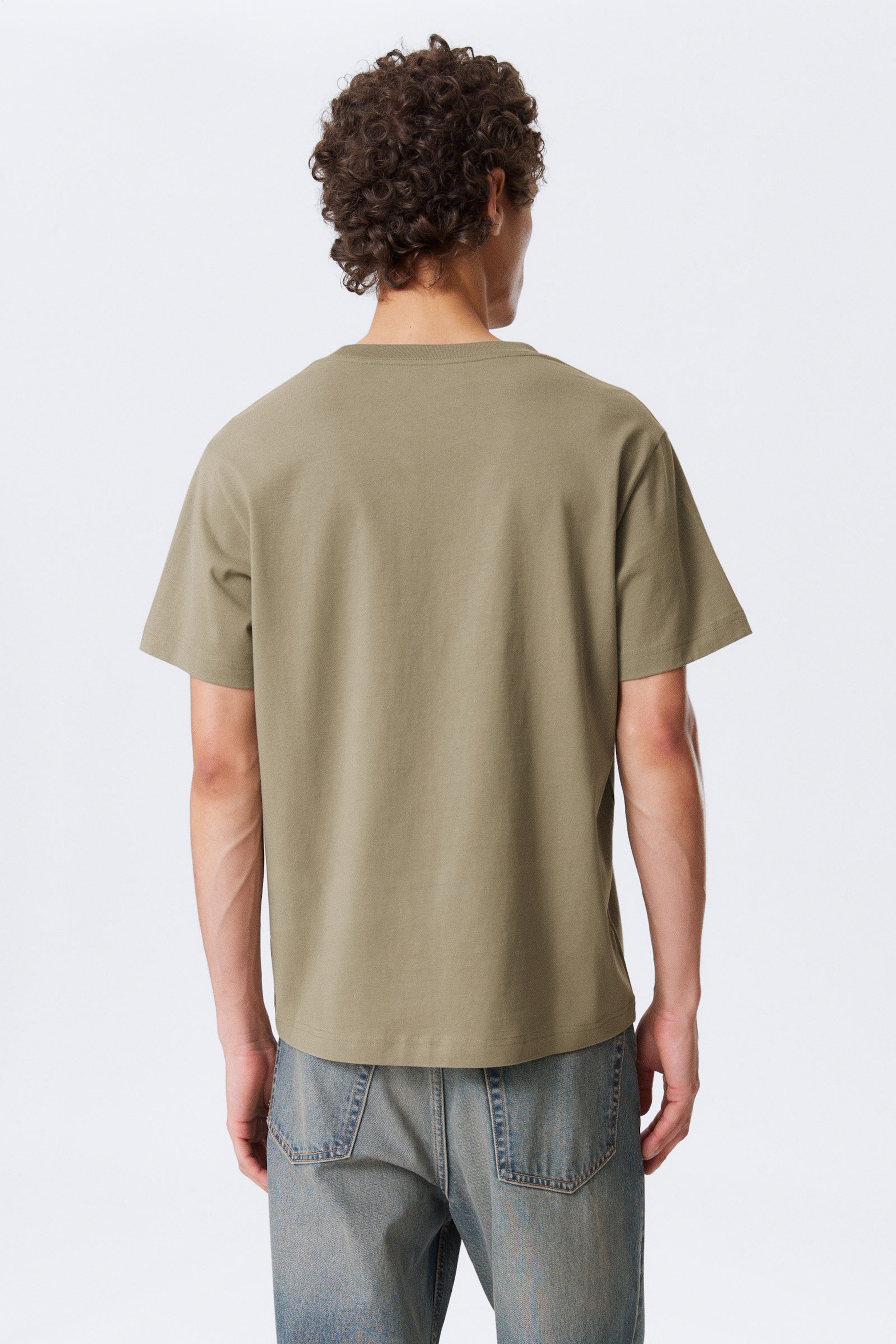 Khaki Green - Short Boxy Heavyweight T-shirt - 2