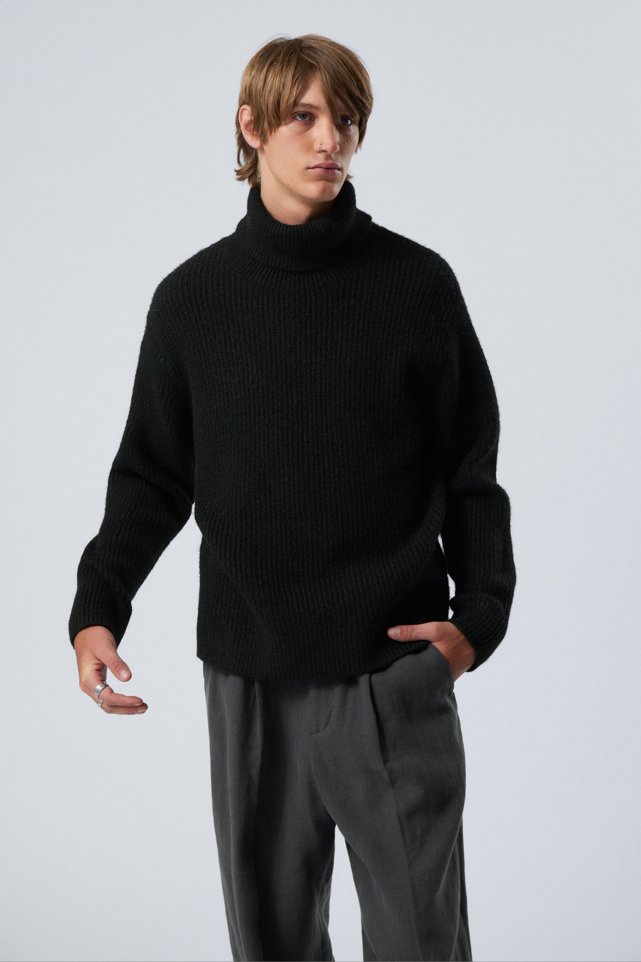 Black - Renzo Relaxed Wool Blend Turtleneck - 0