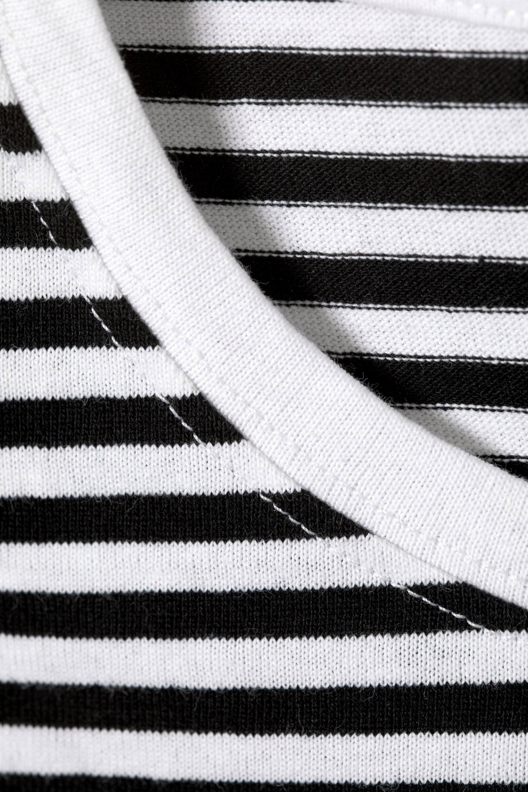 Black & White Stripe - Slim Short-Sleeved Cotton T-shirt - 4