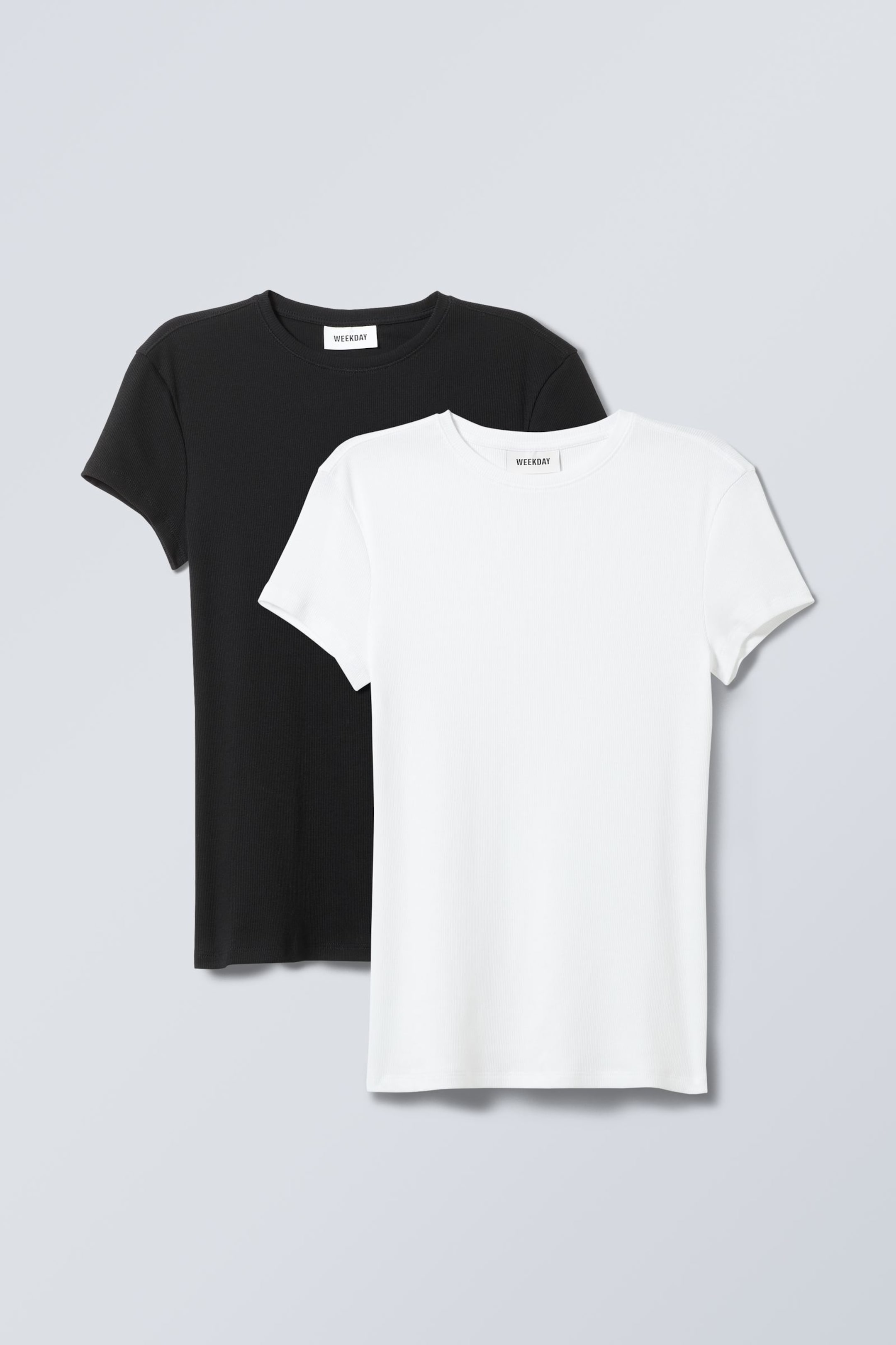 Blk & wht - 2-pack Close Fitted Rib T-shirt - 0