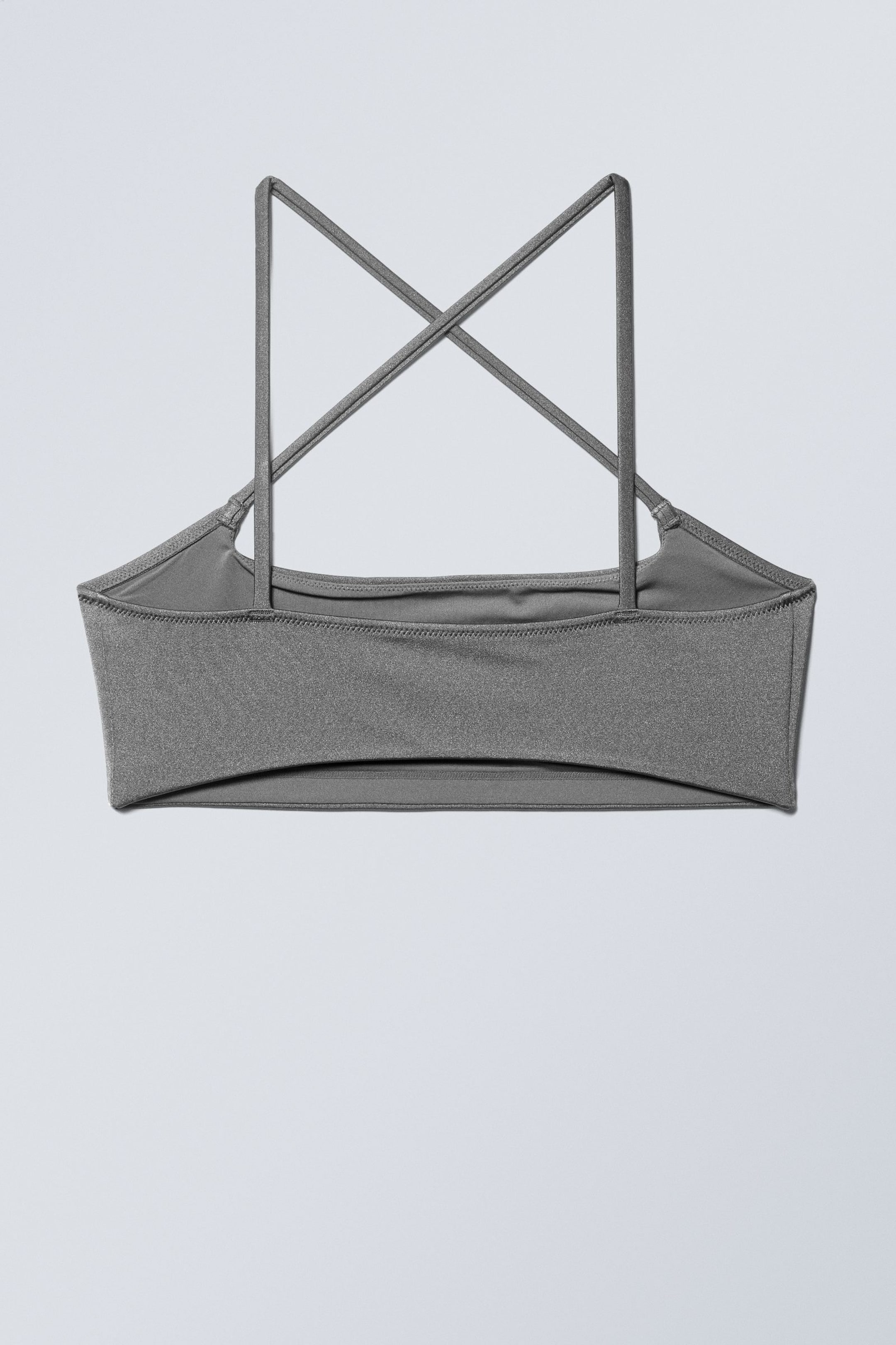 Grey Shimmer - Cross Front Bikini Top - 1