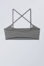 Grey Shimmer - Cross Front Bikini Top - 1