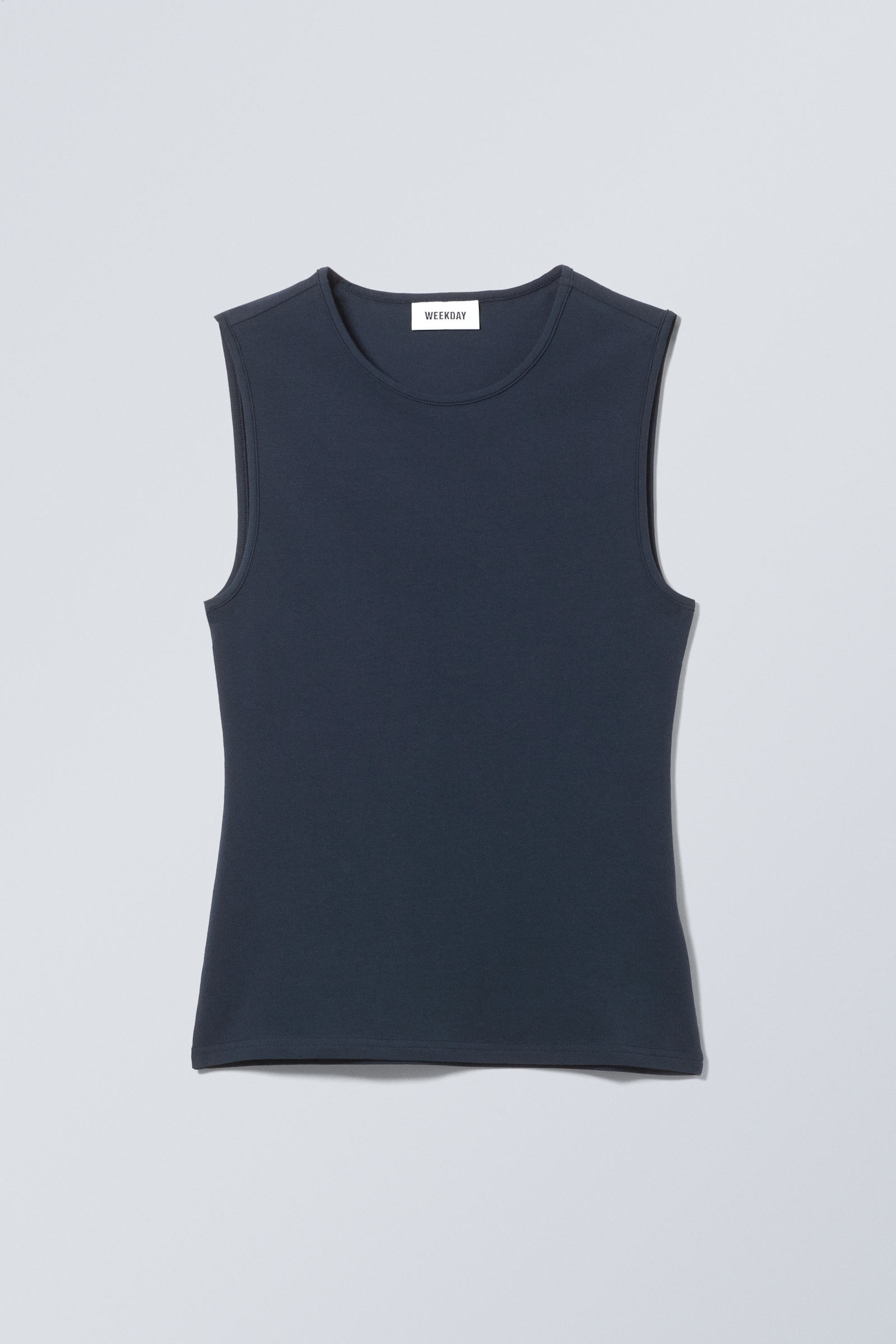 Dark Blue - Fitted Cotton Tank Top - 0