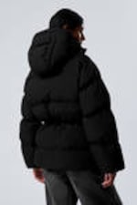 Schwarz - Taillierte Pufferjacke - 3