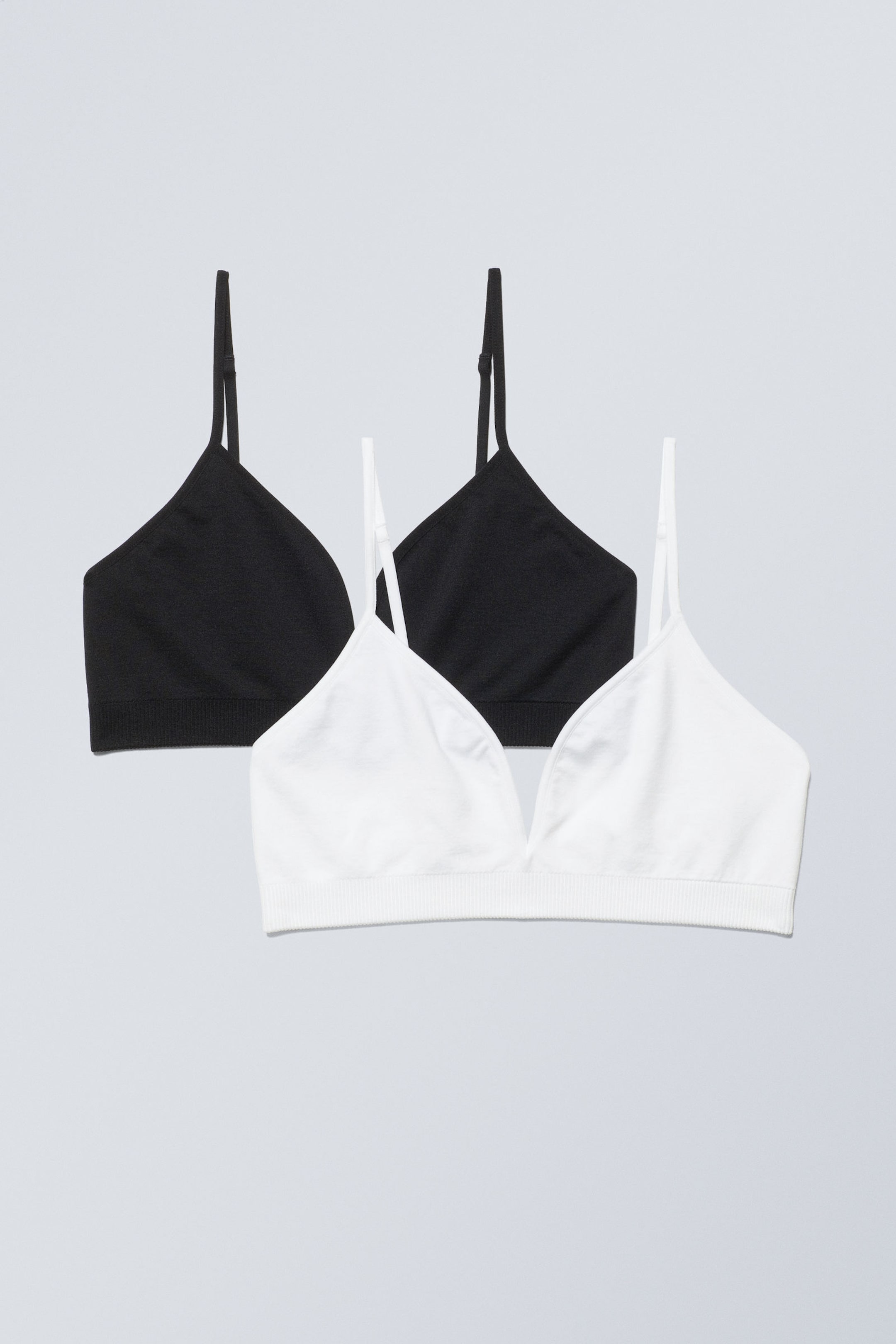 Black White - 2-pack Cat Soft Triangle Bra - 0