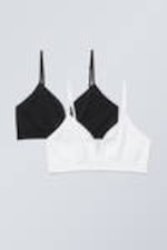 Black White - 2-pack Cat Soft Triangle Bra - 0