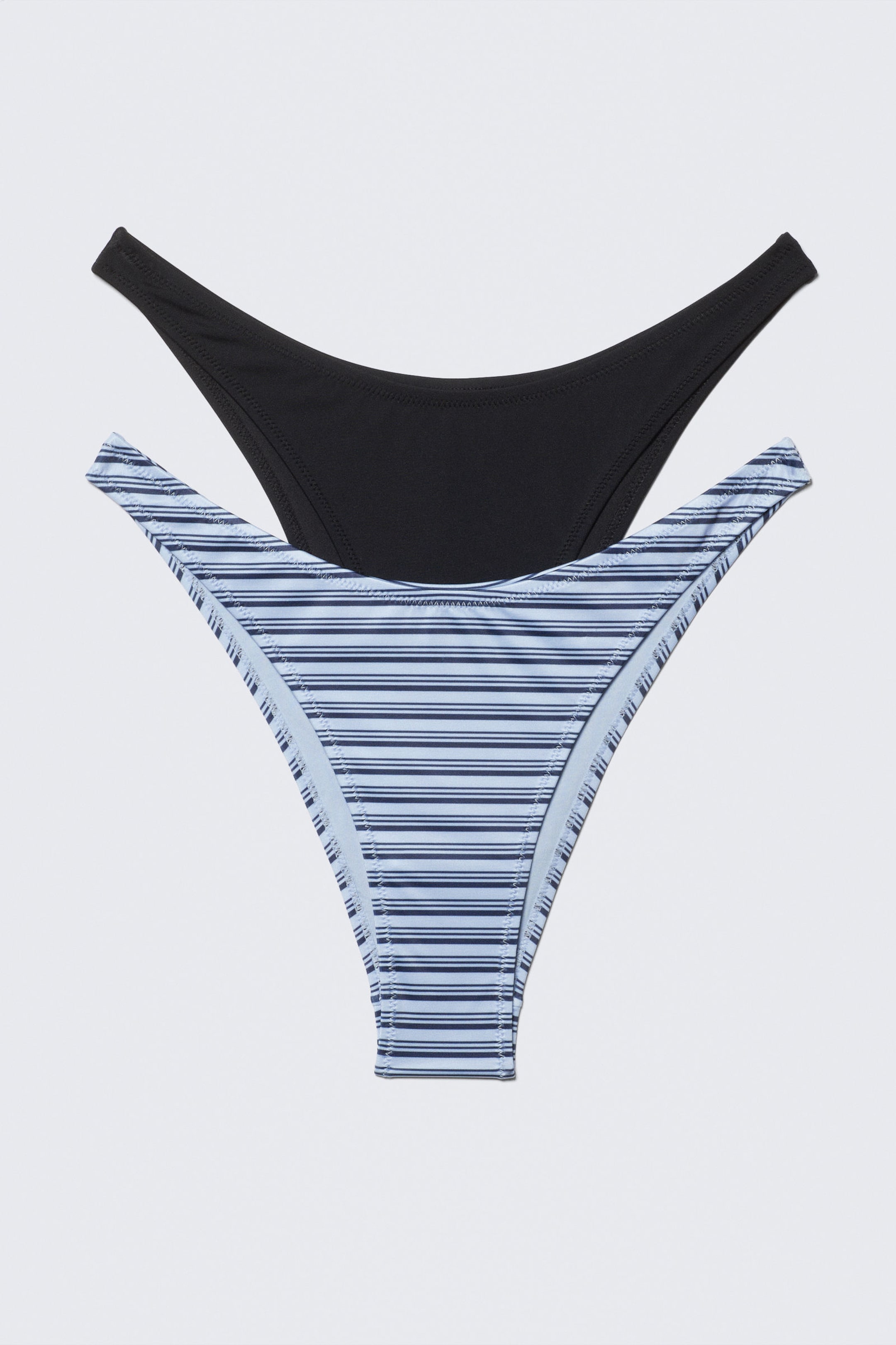 Black & Blue Stripe - 2-pack Mini Brazilian Bikini Bottoms - 5