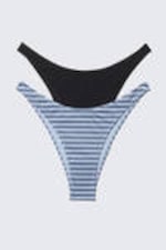 Black & Blue Stripe - 2-pack Mini Brazilian Bikini Bottoms - 5