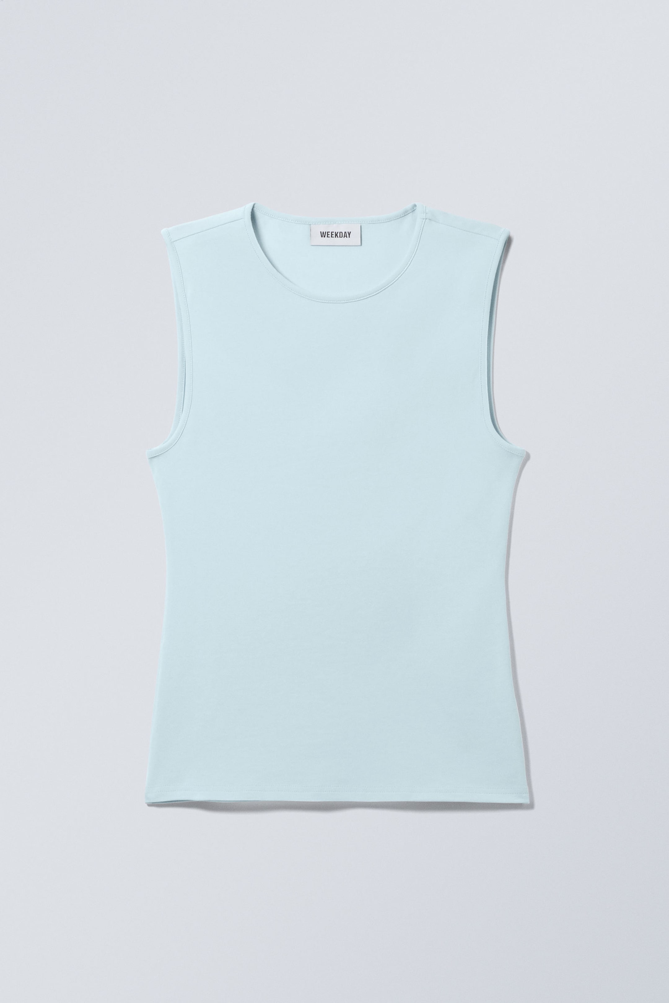 Hellblau - Eng anliegendes Tanktop aus Baumwolle - 0